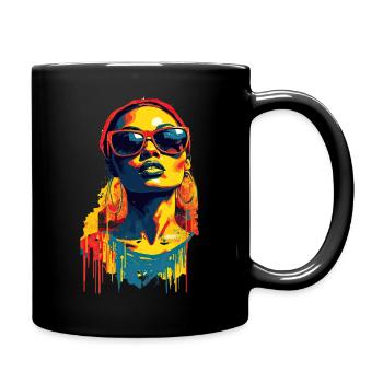 Beautiful female paint art Face colorful woman - Full Colour Mug - black - Right