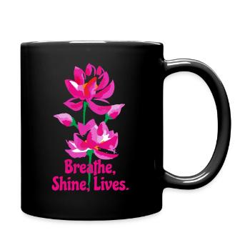 Watercolor Lotus Flowers - Full Colour Mug - black - Right