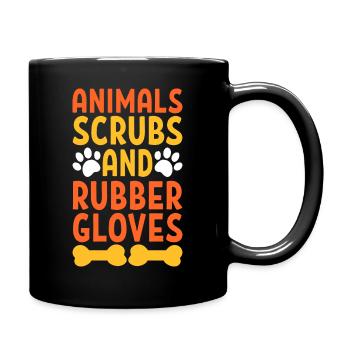 Animal Scrubs And Rubber Gloves Veterinärassistent - Tasse einfarbig - Schwarz - Rechts