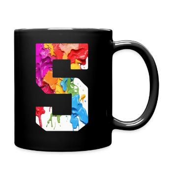 FARBIG NUMMER 5 BUNT 5. GEBURTSTAG - Tasse einfarbig - Schwarz - Rechts