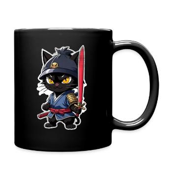 Ninja Cat - Samurai Kitten - Full Colour Mug - black - Right