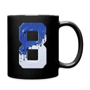 NR. 8 NUMMER 8 BLAU WEIß 8. GEBURTSTAG - Tasse einfarbig - Schwarz - Rechts