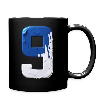NR. 9 NUMMER 9 BLAU WEIß 9. GEBURTSTAG - Tasse einfarbig - Schwarz - Rechts