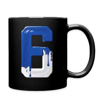 NON. 6 NUMÉRO 6 BLEU BLANC 6E ANNIVERSAIRE - Mug uni - noir - Droite