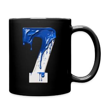 NR. 7 NUMMER 7 BLAU WEIß 7. GEBURTSTAG - Tasse einfarbig - Schwarz - Rechts