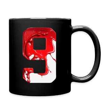 NR. 9 NUMMER 9 ROT WEIß 9. GEBURTSTAG - Tasse einfarbig - Schwarz - Rechts