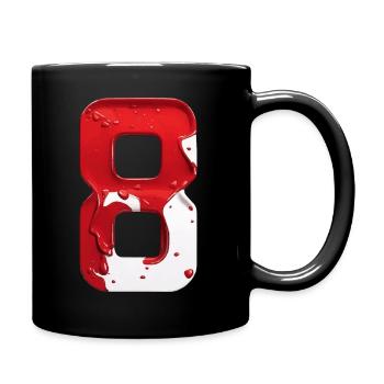NR. 8 NUMMER 8 ROT WEIß 8. GEBURTSTAG - Tasse einfarbig - Schwarz - Rechts