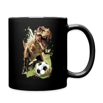 Fußball Dinosaurier Tyrannosaurus rex Trex Dino - Tasse einfarbig - Schwarz - Rechts