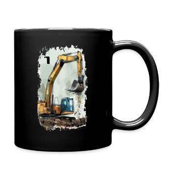 Bagger Excavator 7 Jahre - Tasse einfarbig - Schwarz - Rechts