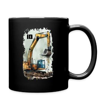 Bagger Excavator 10 Jahre - Tasse einfarbig - Schwarz - Rechts