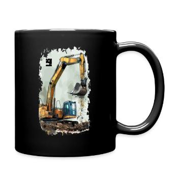 Bagger Excavator 9 Jahre - Tasse einfarbig - Schwarz - Rechts