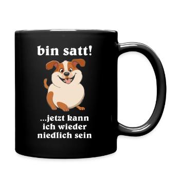 bin satt - jetzt kann ich wieder niedlich sein - Tasse einfarbig - Schwarz - Rechts