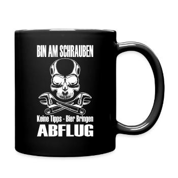 Bin Am Schrauben Keine Tipps Bier Bringen Abflug - Tasse einfarbig - Schwarz - Rechts