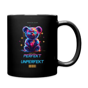 Perfectly Imperfect Colorful Teddy Bear, Premium Gear - Full Colour Mug - black - Right