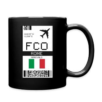 Rome, Italy Boarding Pass - FCO Flight Ticket - Full Colour Mug - black - Right