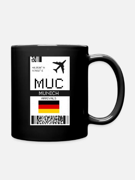 München, Deutschland Bordkarte - MUC Flugticket - Tasse einfarbig - Schwarz