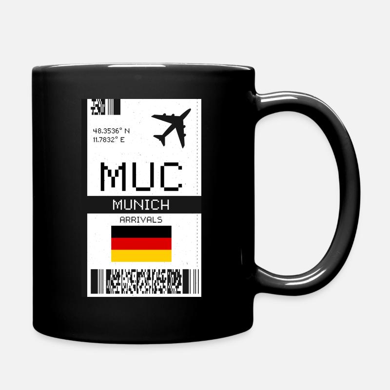 München, Deutschland Bordkarte - MUC Flugticket - Tasse einfarbig - Schwarz