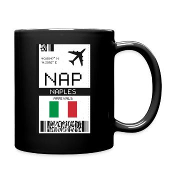 Neapel, Italien Bordkarte - NAP Flughafenticket - Tasse einfarbig - Schwarz - Rechts