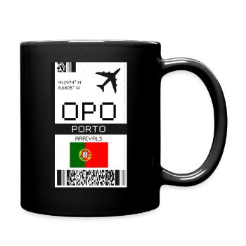 Porto, Portugal Bordkarte - OPO Flughafenticket - Tasse einfarbig - Schwarz - Rechts