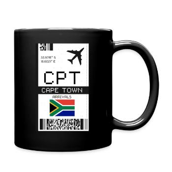Bordkarte für Kapstadt, Südafrika - CPT-Ticket - Tasse einfarbig - Schwarz - Rechts