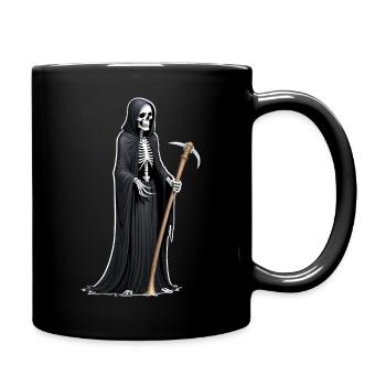 Tod Sensenmann Sense Halloween gruselig Skelett - Tasse einfarbig - Schwarz - Rechts