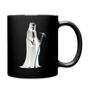Gespenst Skelett Geist Sensenmann Tod Halloween - Tasse einfarbig - Schwarz - Rechts