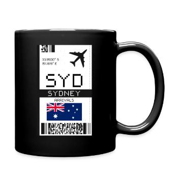 Bordkarte für Sydney, Australien - Flughafen SYD - Tasse einfarbig - Schwarz - Rechts