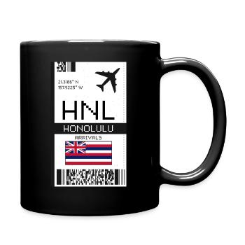 Honolulu, Hawaii Bordkarte - HNL Flughafen - Tasse einfarbig - Schwarz - Rechts