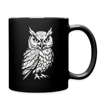 Owl - Full Colour Mug - black - Right