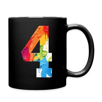 COLORED NUMBER 4 COLORFUL 4TH BIRTHDAY - Full Colour Mug - black - Right