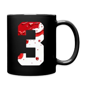 NO. 3 NUMBER 3 RED WHITE 3RD BIRTHDAY - Full Colour Mug - black - Right