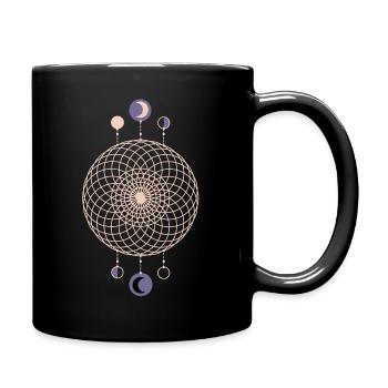 Mondphasen Geometrisches Muster - Tasse einfarbig - Schwarz - Rechts