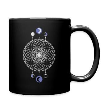 Geometrisches Muster Mondphasen - Tasse einfarbig - Schwarz - Rechts