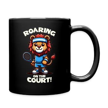 Tennis player lion - Full Colour Mug - black - Right