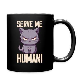 Serve Me Human Cute Cat - Full Colour Mug - black - Right
