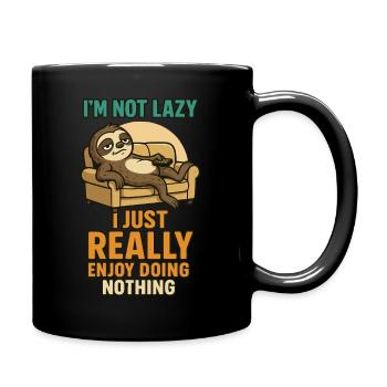Faultier liebt das Nichtstun Design - Tasse einfarbig - Schwarz - Rechts
