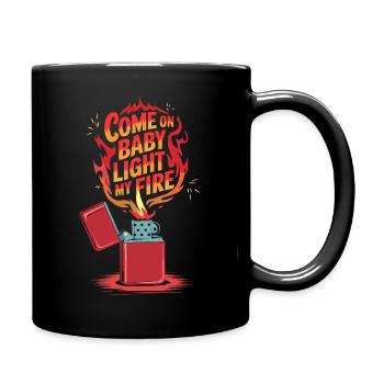 Light My Fire: Feuerzeug mit Flammen - Tasse einfarbig - Schwarz - Rechts