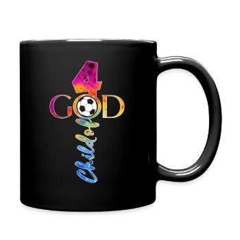GOD 4 YEARS JESUS FOOTBALL 4TH BIRTHDAY - Full Colour Mug - black - Right