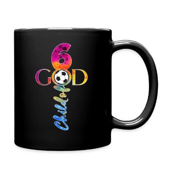 GOD 6 YEARS JESUS FOOTBALL 6TH BIRTHDAY - Full Colour Mug - black - Right