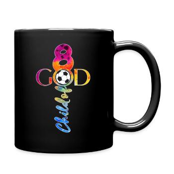 GOD 8 YEARS JESUS FOOTBALL 8TH BIRTHDAY - Full Colour Mug - black - Right