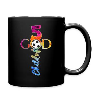 GOD 5 YEARS JESUS FOOTBALL 5TH BIRTHDAY - Full Colour Mug - black - Right