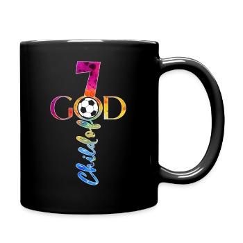 GOTT 7 JAHRE JESUS FUßBALL 7. GEBURTSTAG - Tasse einfarbig - Schwarz - Rechts