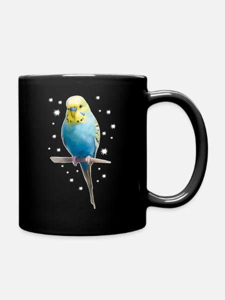 Budgie Stars - Full Colour Mug - black