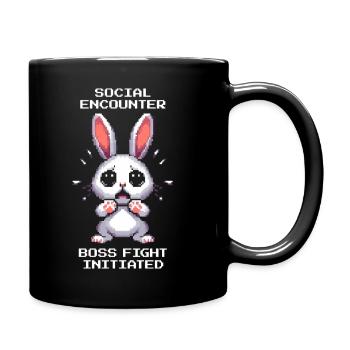 Soziale Begegnung: Bosskampf | Introvertiert Humor - Full Colour Mug - black - Right