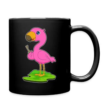 Flamingo Schlüssel - Tasse einfarbig - Schwarz - Rechts
