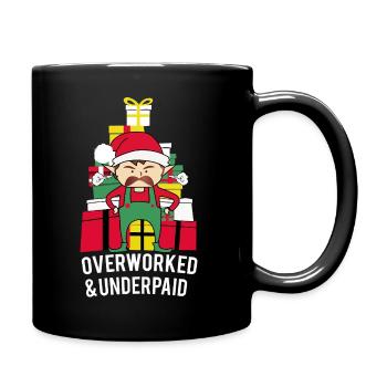 Overworked Elf – Funny Christmas Saying Design - Full Colour Mug - black - Right
