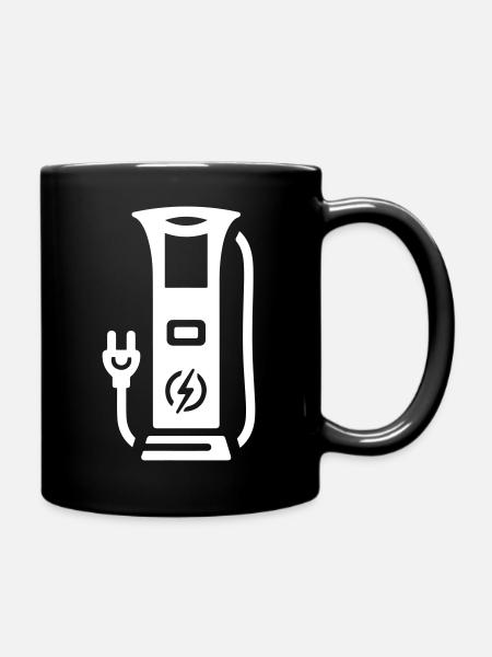 Ladestation Elektromobilität Symbol Strom - Tasse einfarbig - Schwarz