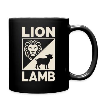 Symbole chrétien du lion et de l'agneau - Mug uni - noir - Droite