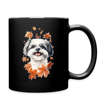 Shih Tzu Herbst - Tasse einfarbig - Schwarz - Rechts