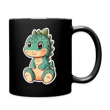 Dinosaurier - Tasse einfarbig - Schwarz - Rechts